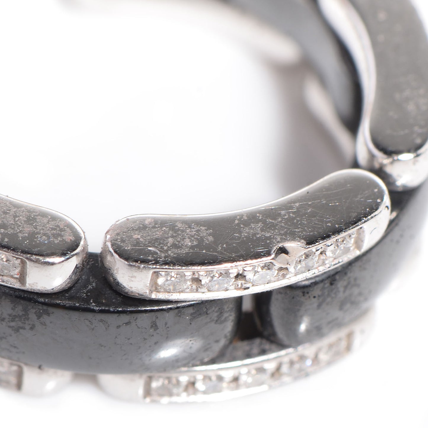 18k White Gold Diamond Ceramic Ultra Ring Black Medium 5.75