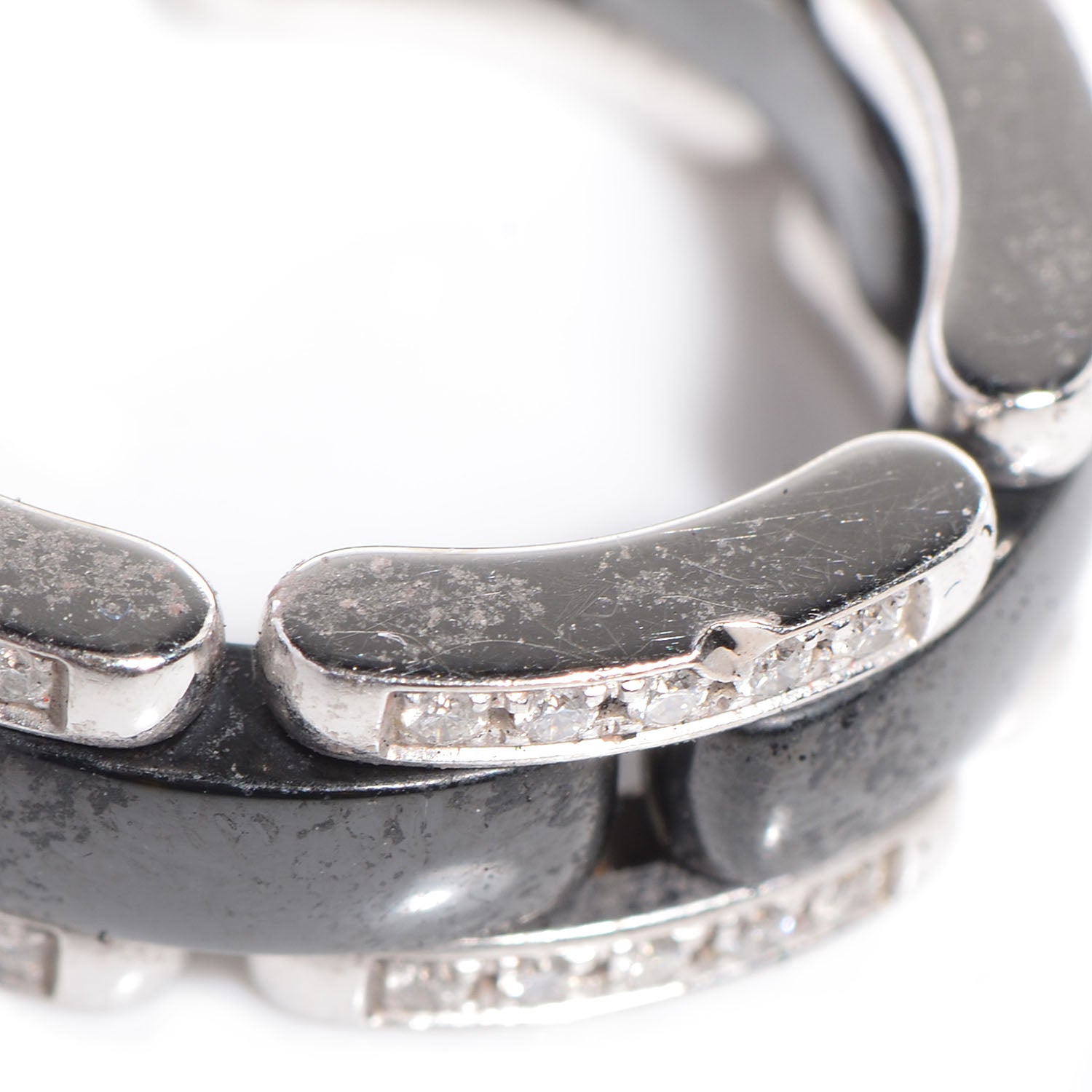 Chanel 18k White Gold Diamond Ceramic Ultra Ring Black Medium 5.75 5 of 6