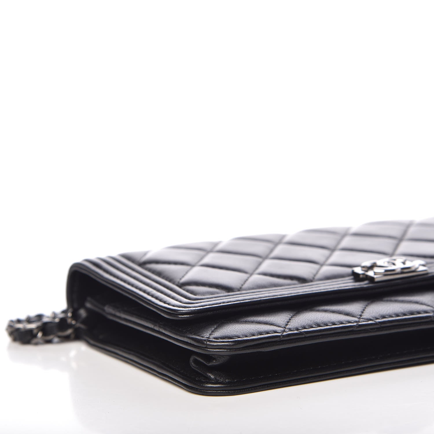 Chanel Lambskin Quilted Boy Wallet On Chain WOC Black 5 of 12