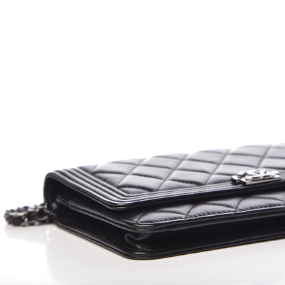 Chanel Lambskin Quilted Boy Wallet On Chain WOC Black 5 of 12