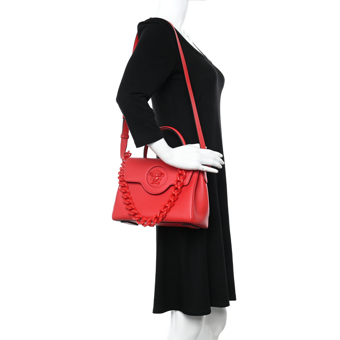 Calfskin Medium La Medusa Top Handle Handbag Red