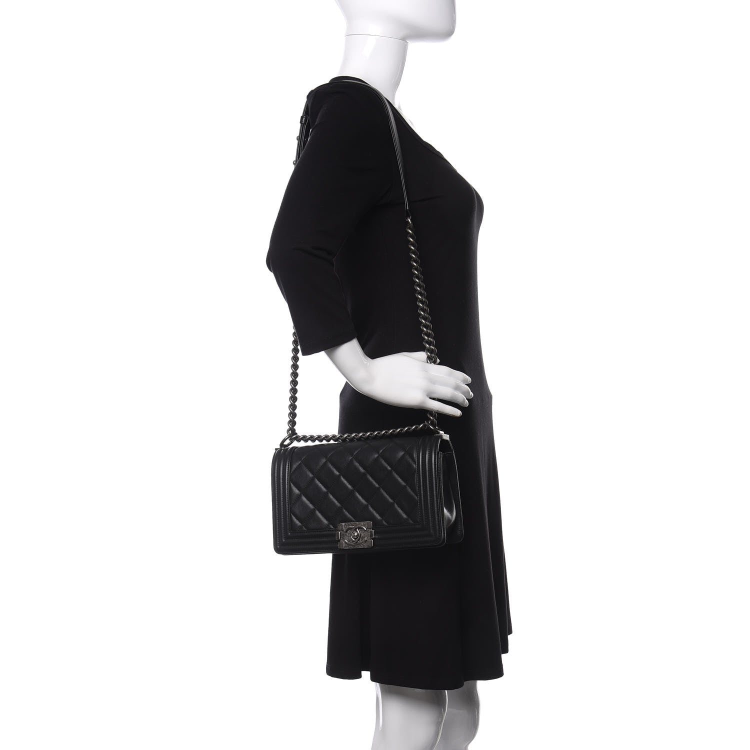 Chanel Calfskin Quilted Medium Boy Flap Black 2 of 13