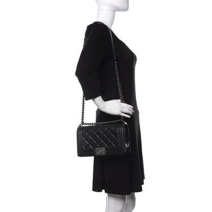 Chanel Calfskin Quilted Medium Boy Flap Black 2 of 13