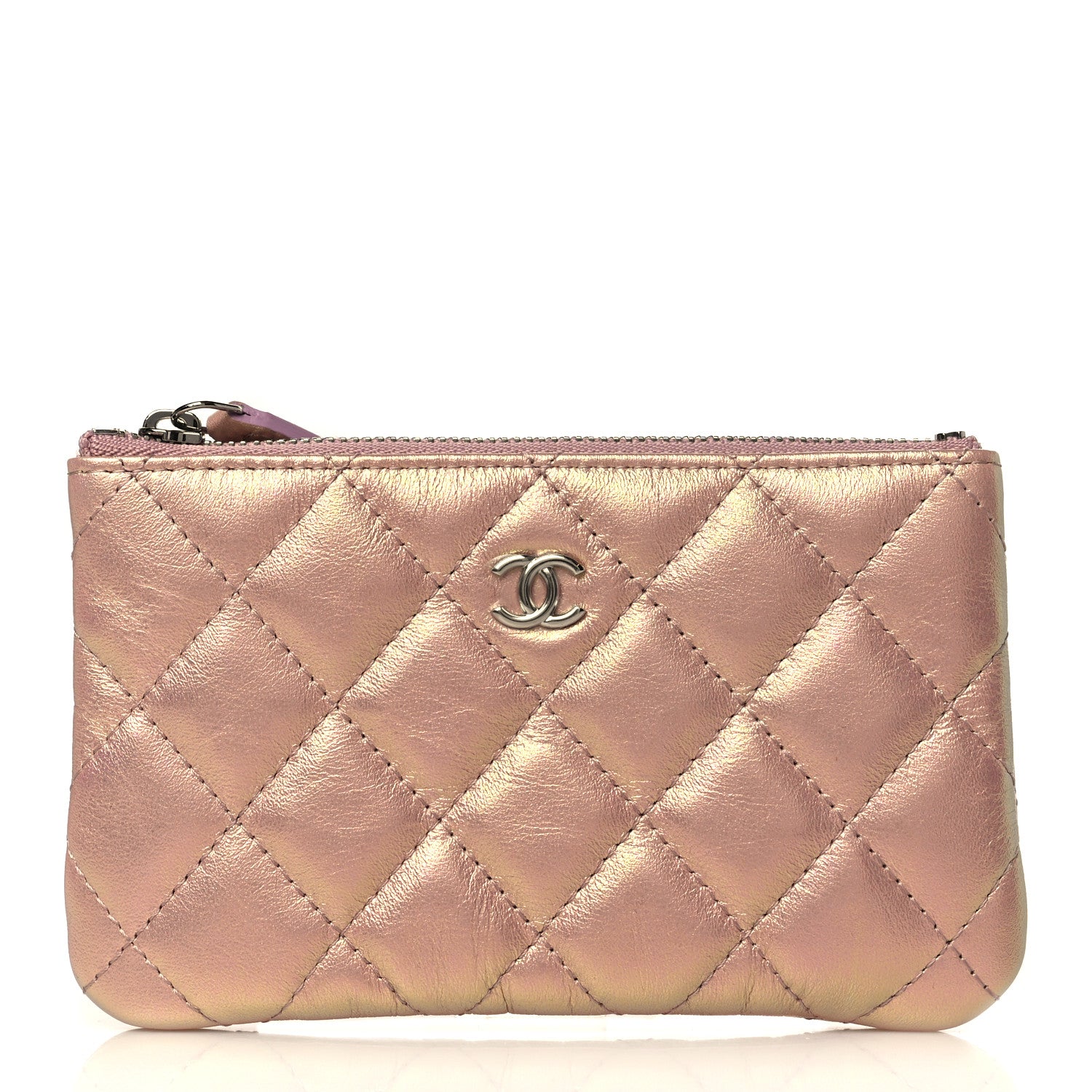 Chanel Iridescent Lambskin Quilted Small Cosmetic Case Pink 1 of 8