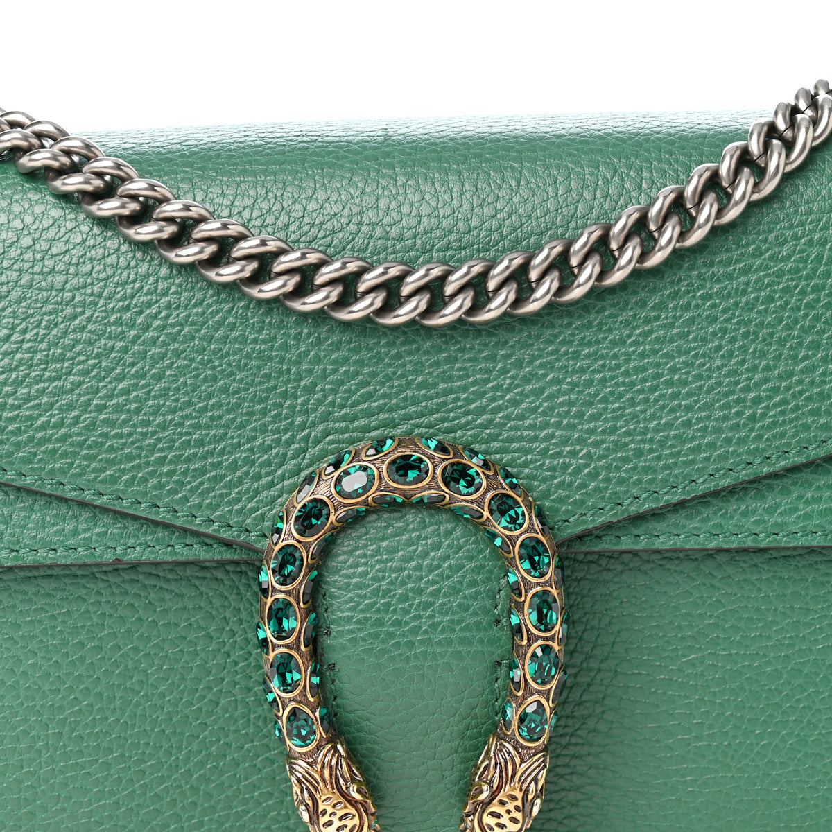 Gucci Dollar Calfskin Crystal Small Dionysus Shoulder Bag Emerald 8 of 10