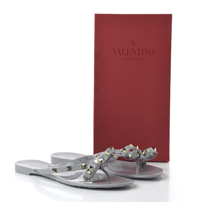 Valentino Garavani PVC Jelly Rockstud Bow Thong Sandals 40 Pastel Grey 8 of 8