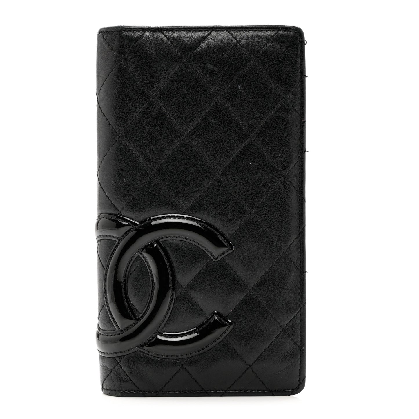 Calfskin Quilted Cambon Yen Wallet Black
