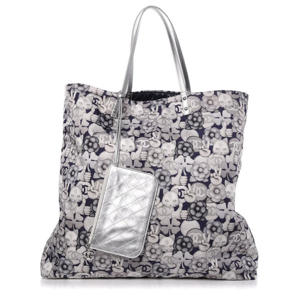 Chanel Nylon Cat Emoticon Tote Navy Silver 2 of 12