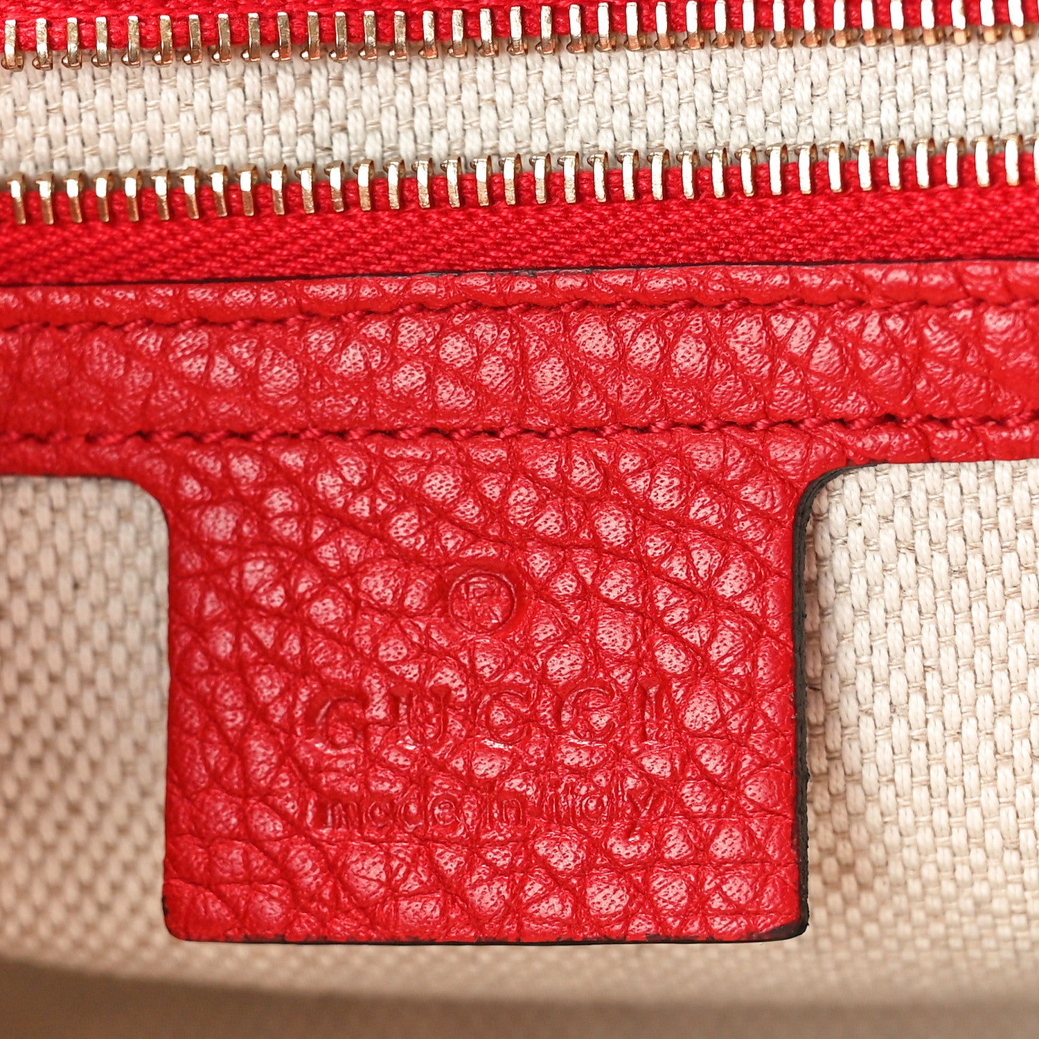 Gucci Pebbled Calfskin Medium Soho Flap Crossbody Vibrant Red 6 of 10