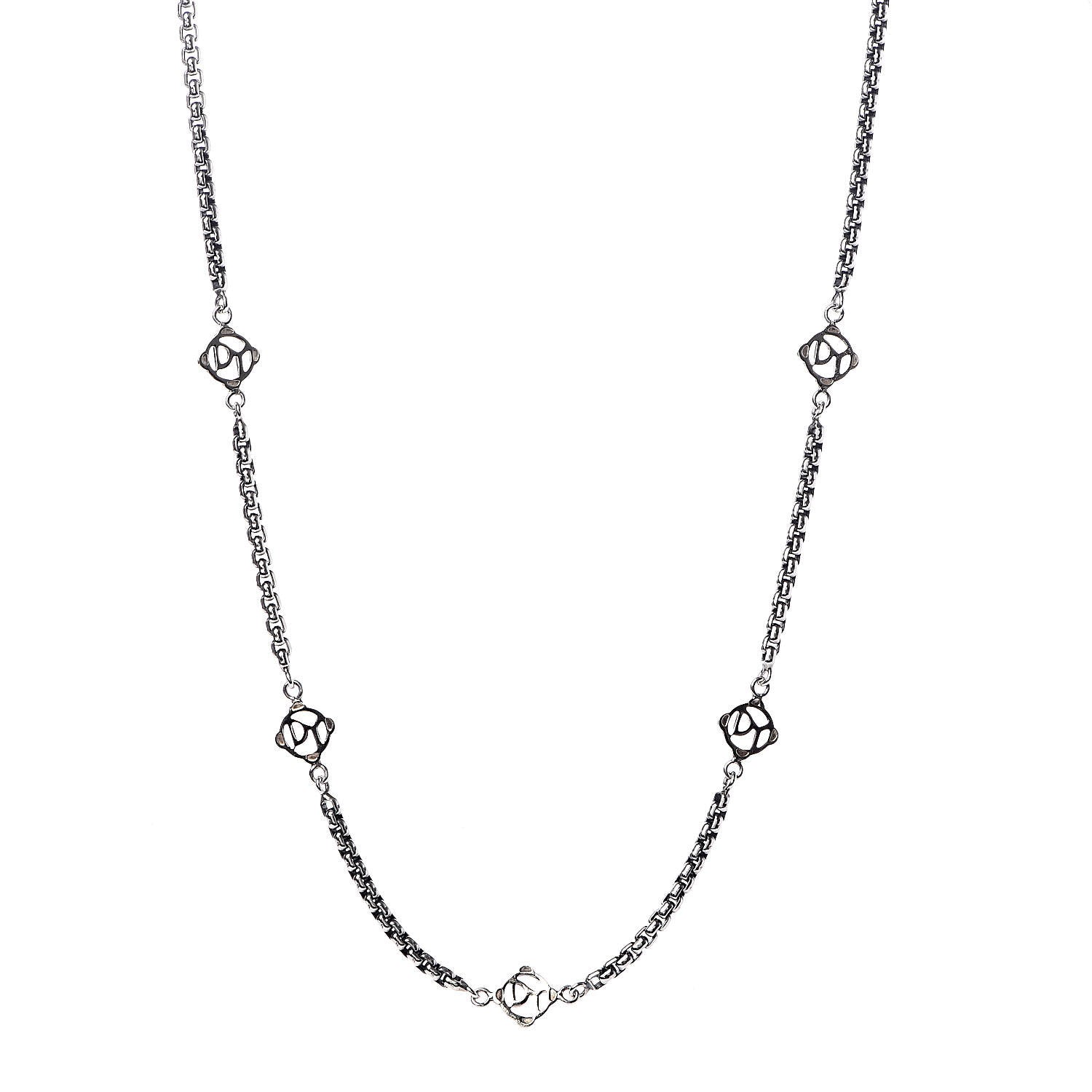 David Yurman Sterling Silver 14K Yellow Gold Logo Station Necklace 1 of 4