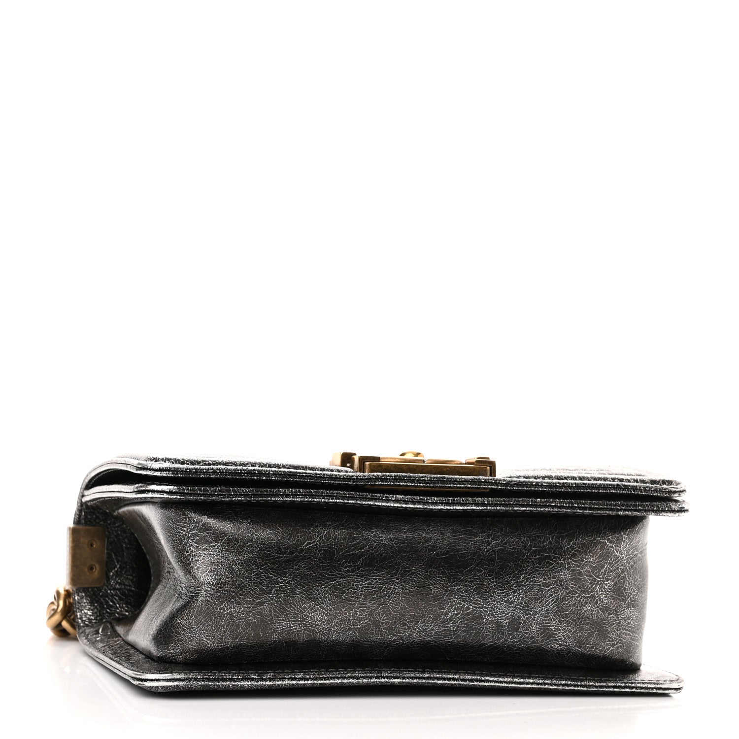 Chanel Cracked Metallic Calfskin Quilted Small Boy Flap Dark Silver 3 of 10