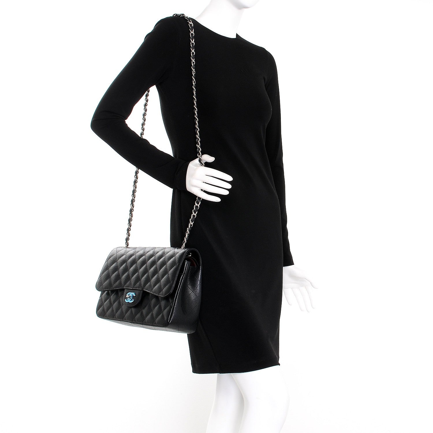 Chanel Caviar Quilted Jumbo Double Flap Black 2 of 9