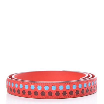 Hermes Epsom 25mm Mousqetons Tressage Shoulder Strap Rouge Coeur Bleu du Nord Rouge H 2 of 5