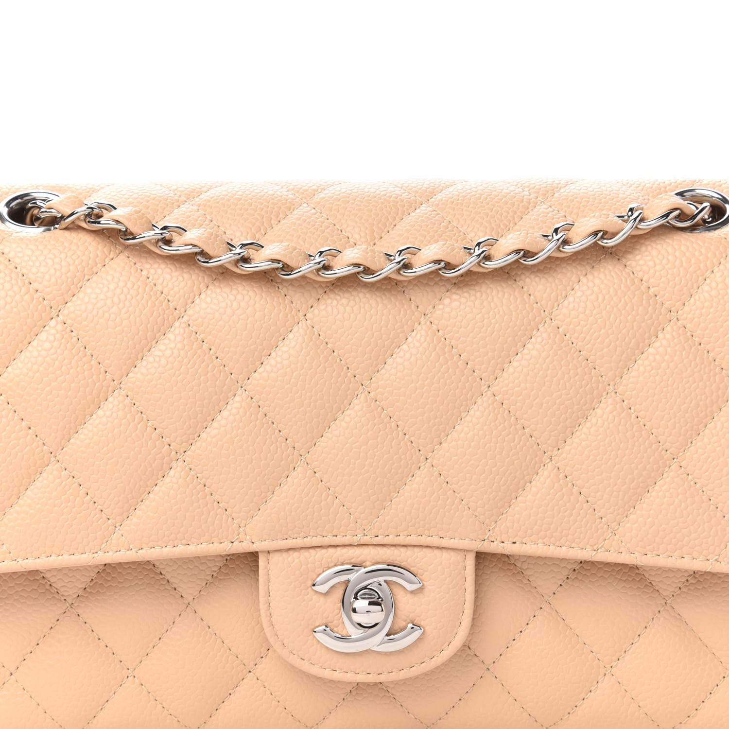 Chanel Caviar Quilted Medium Double Flap Beige 11 of 12