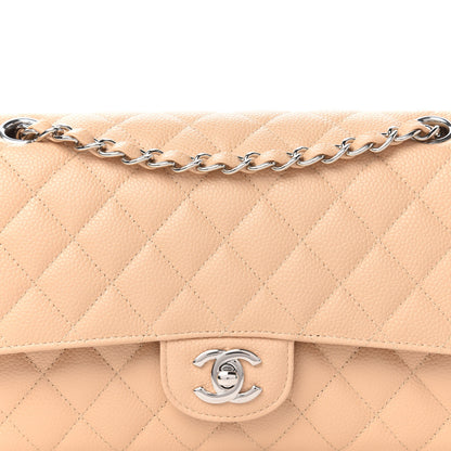 Chanel Caviar Quilted Medium Double Flap Beige 11 of 12