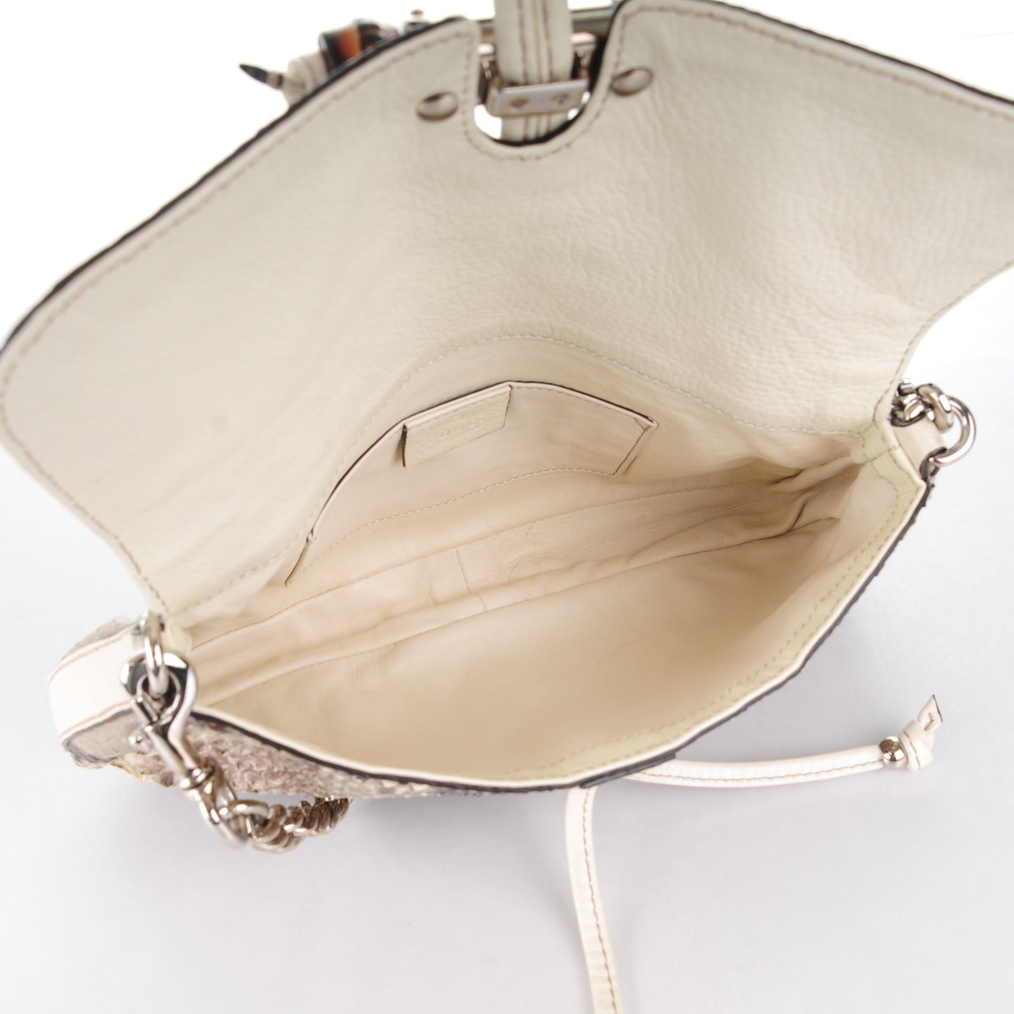 Python Bamboo Croisette Evening Bag Off White