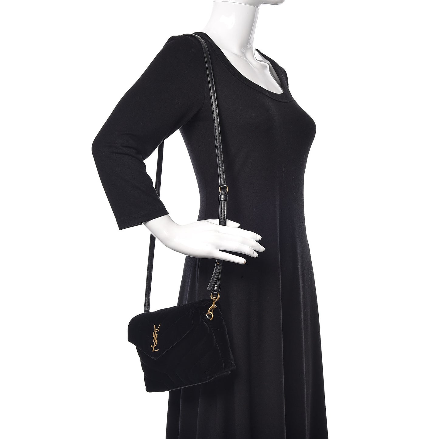 Velvet Y Quilted Monogram Toy Loulou Chain Satchel French Black