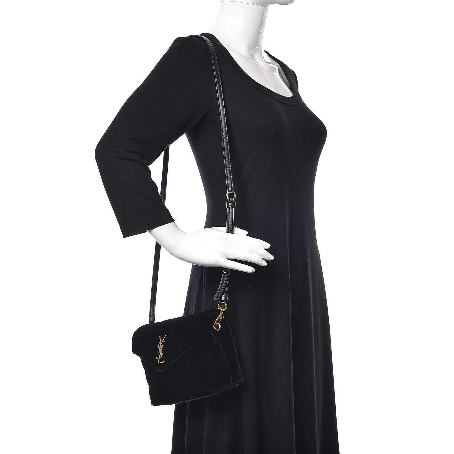 Saint Laurent Velvet Y Quilted Monogram Toy Loulou Chain Satchel French Black 2 of 13