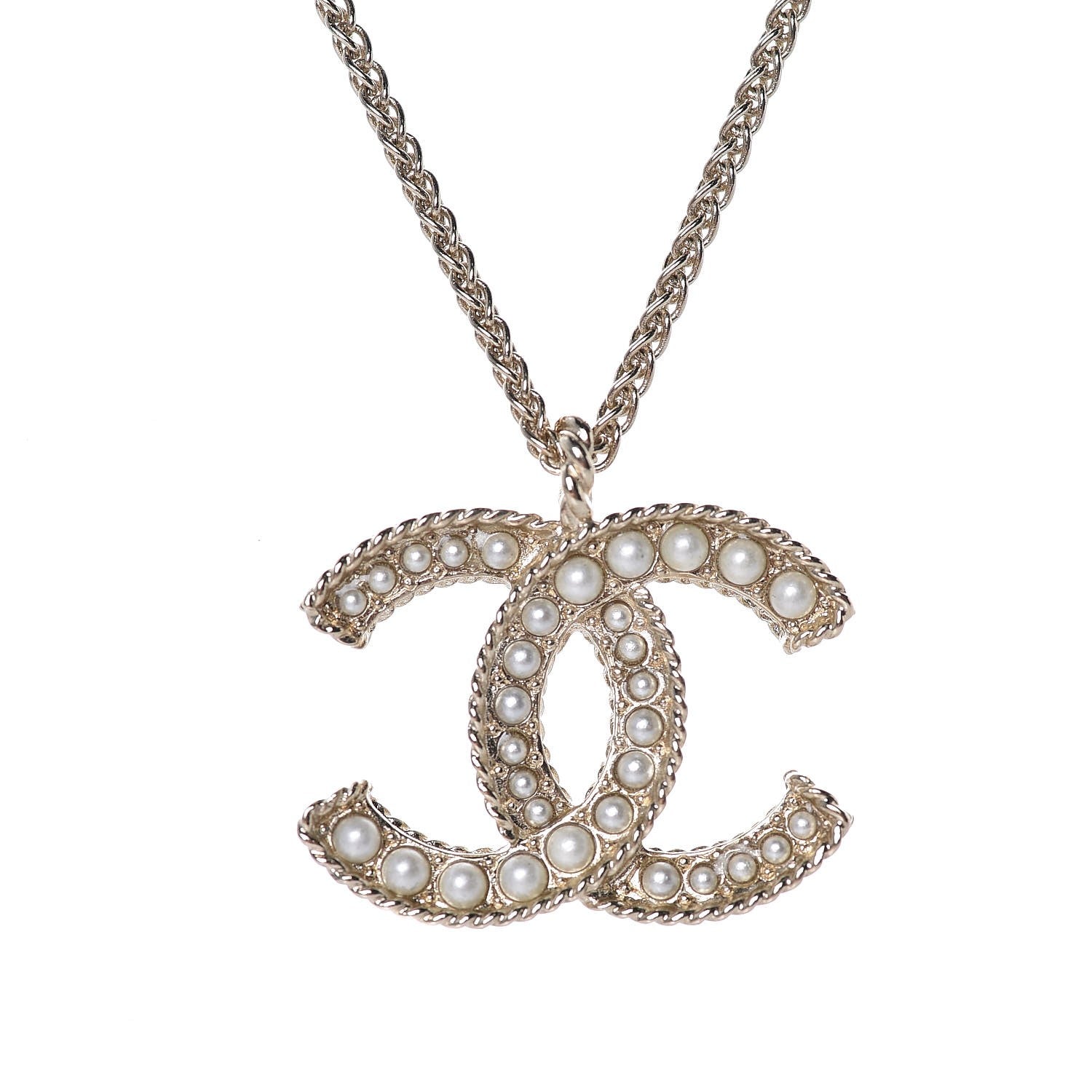 Chanel Pearl CC Pendant Necklace Gold 5 of 6