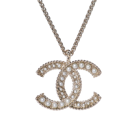Chanel Pearl CC Pendant Necklace Gold 5 of 6