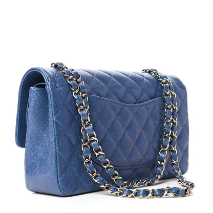 Chanel Iridescent Caviar Quilted Medium Double Flap Dark Blue 3 of 10
