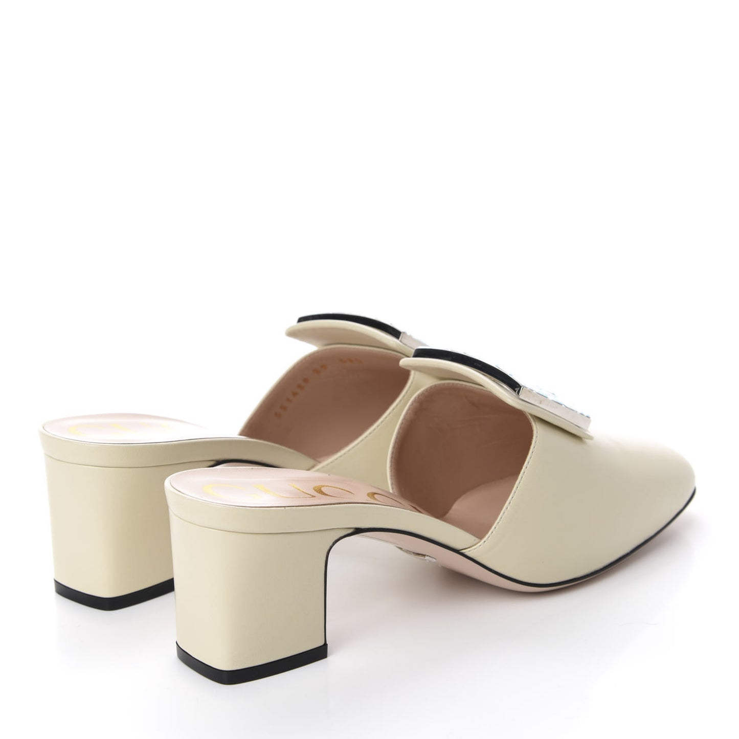 Malaga Kid Crystal Square G Madelyn Mules 39 Vintage White