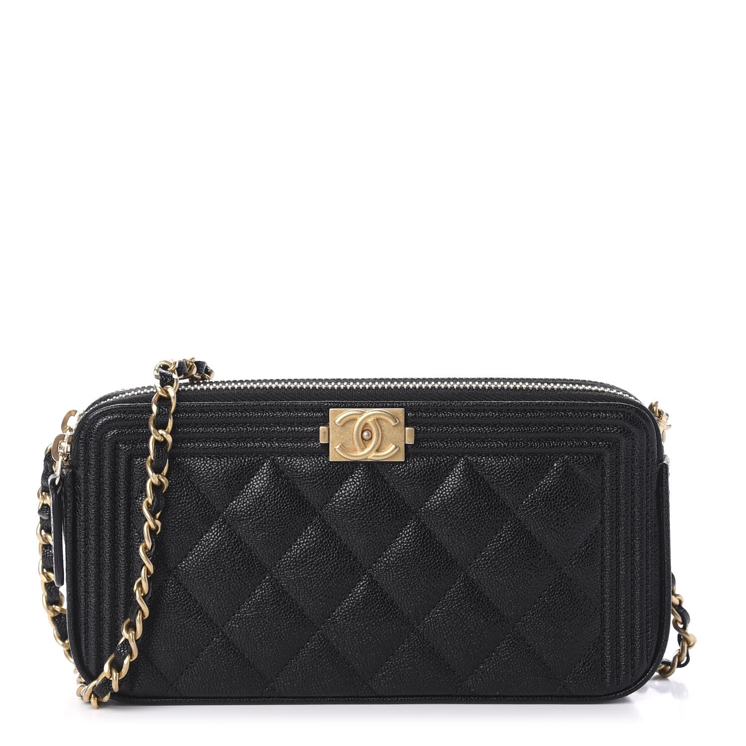 Chanel Caviar Quilted Small Boy Clutch With Chain Black 1 of 12