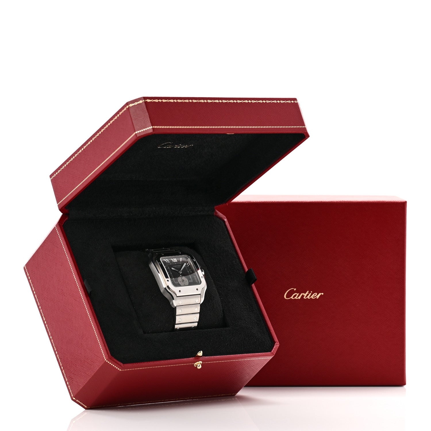 Cartier Stainless Steel 40mm Santos Dual Time Automatic Watch Grey 6 of 6