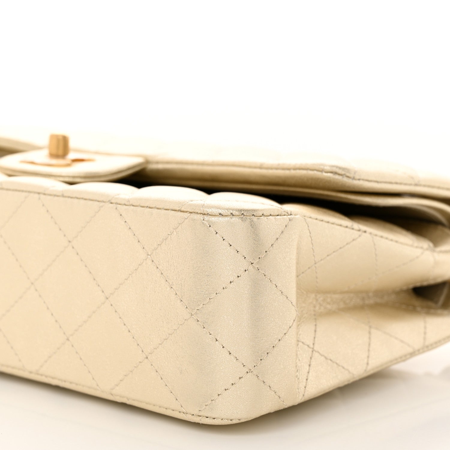 Chanel Metallic Lambskin Quilted Medium Double Flap Gold 10 of 11