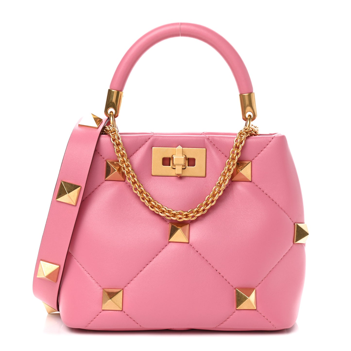 Nappa Small Roman Stud The Handle Bag Flamingo Pink