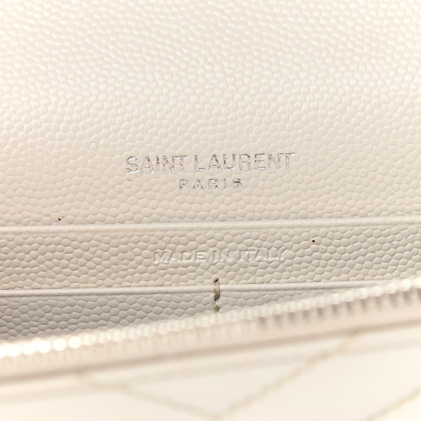 Grain De Poudre Matelasse Chevron Monogram Envelope Chain Wallet Optical White