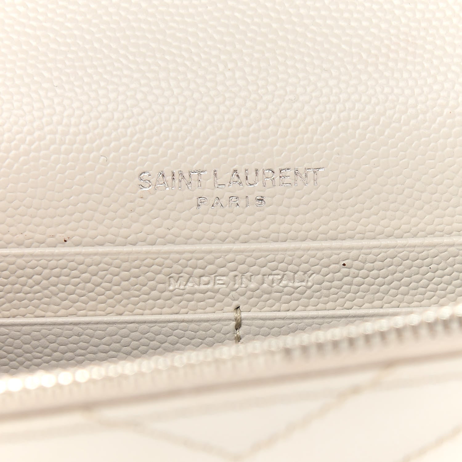 Saint Laurent Grain De Poudre Matelasse Chevron Monogram Envelope Chain Wallet Optical White 6 of 12