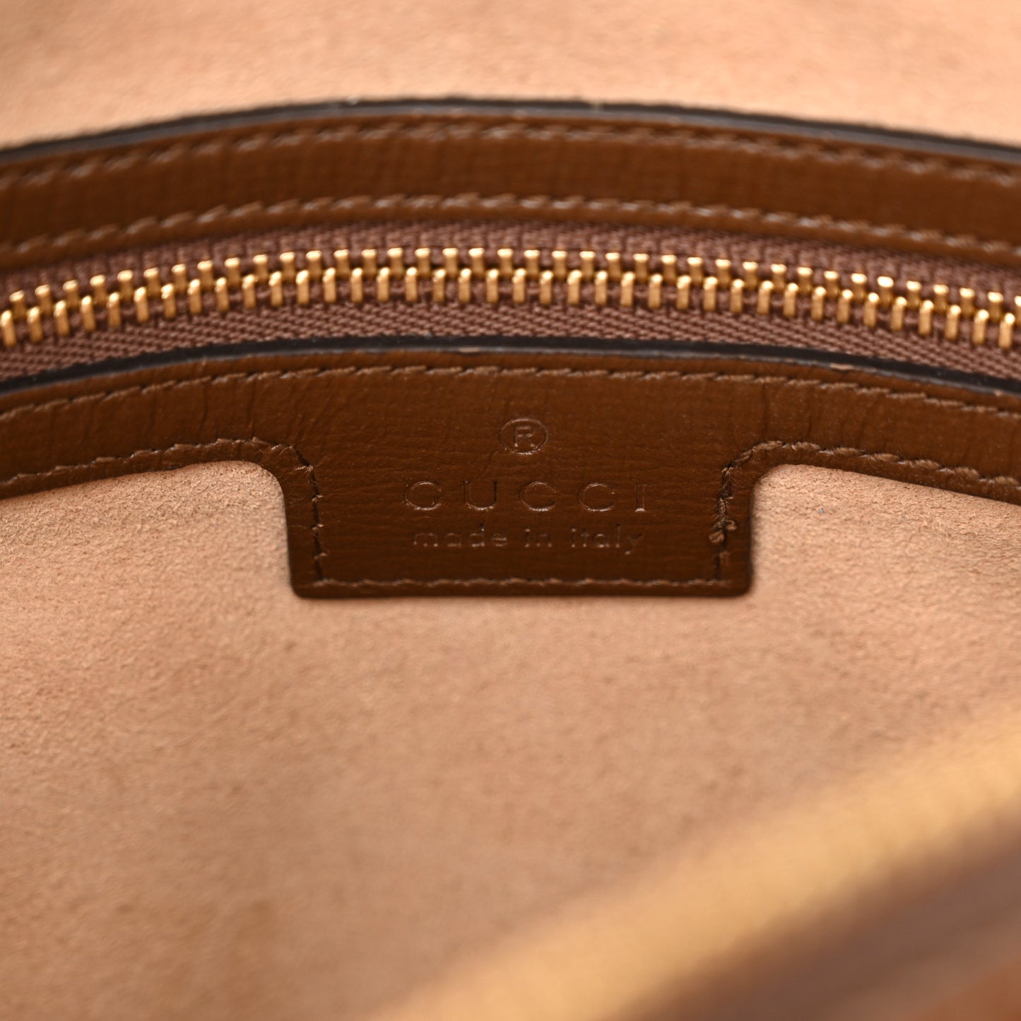 GG Supreme Monogram Small Horsebit 1955 Shoulder Bag Beige Brown Sugar