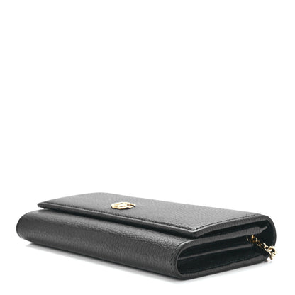 Gucci Calfskin Petite GG Marmont Wallet Chain Bag Black 10 of 12