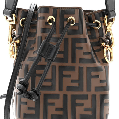 Fendi Vitello Liberty F is Fendi Bi-Color FF 1974 Embossed Mini Mon Tresor Bucket Bag Maya Black 8 of 10