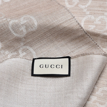 Gucci Wool Silk GG Monogram GGNat Scarf Sand 5 of 5