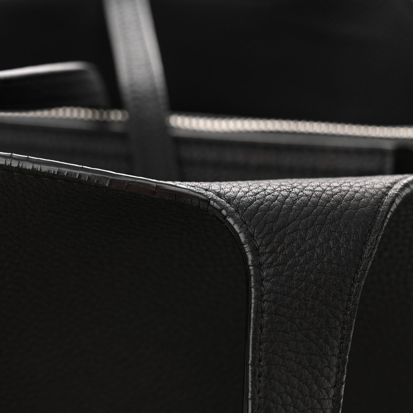 Baby Grained Calfskin Medium Tri-Fold Bag Black