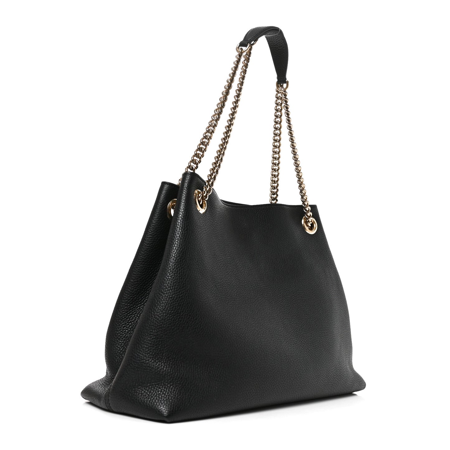 Pebbled Calfskin Medium Soho Chain Shoulder Bag Black