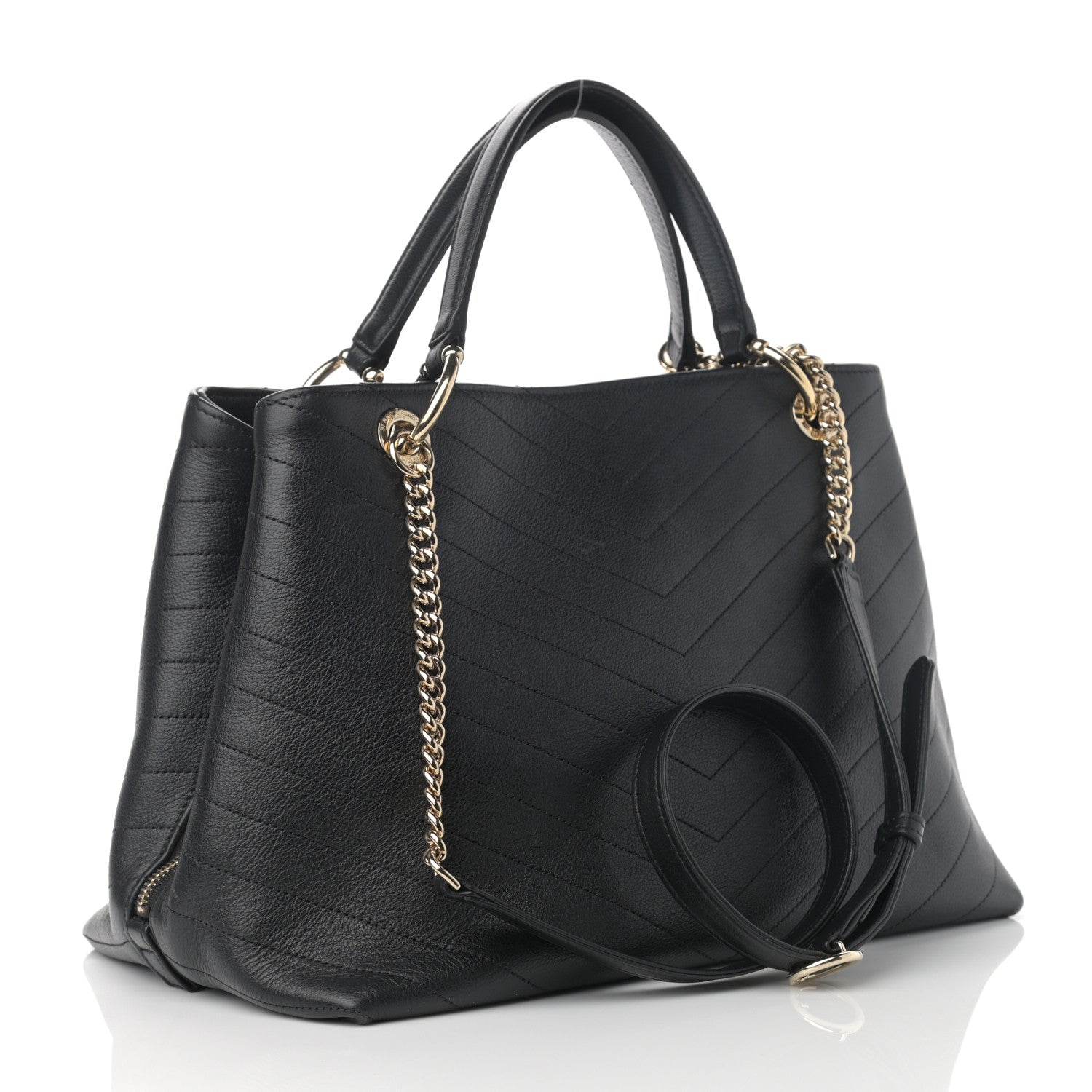 Chanel Calfskin Stitched Large Chevron Chic Shopping Bag Black 3 of 10