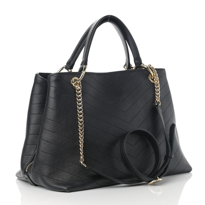 Chanel Calfskin Stitched Large Chevron Chic Shopping Bag Black 3 of 10