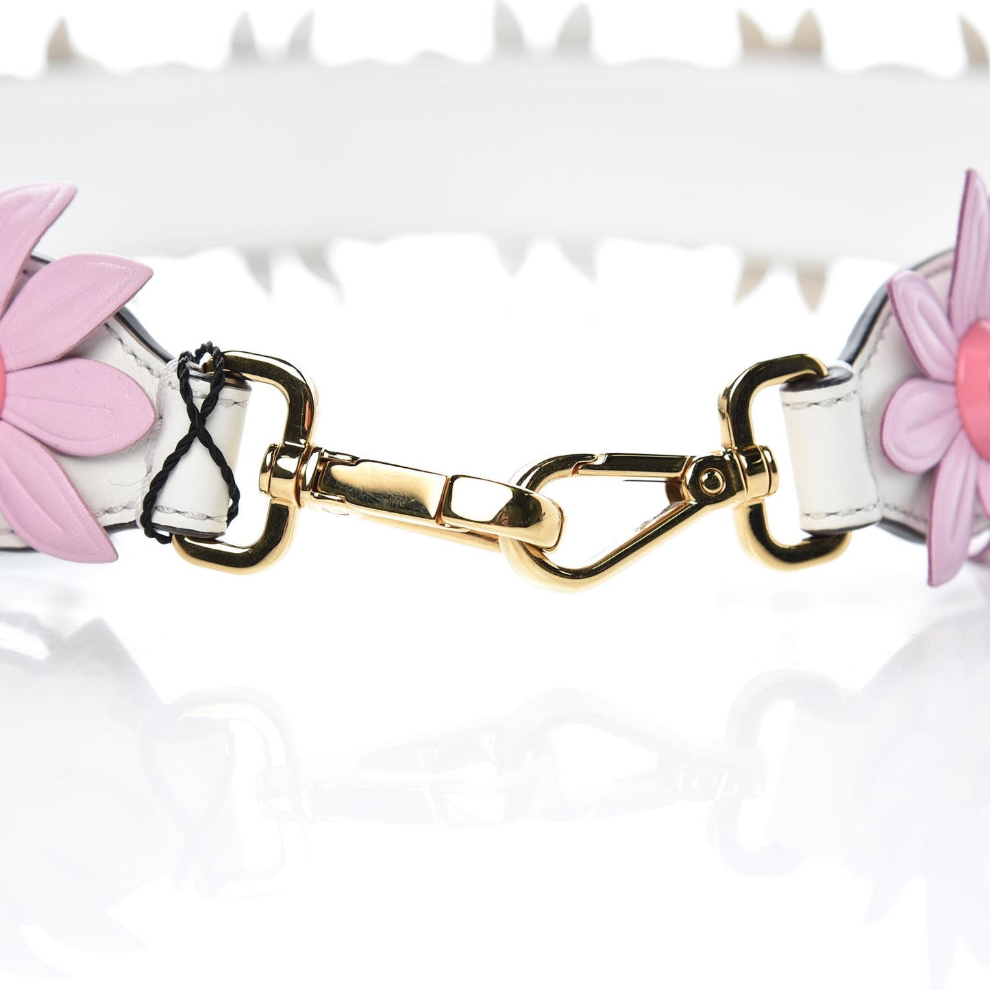 Calfskin Studded Floral Strap You White Lavender Peony