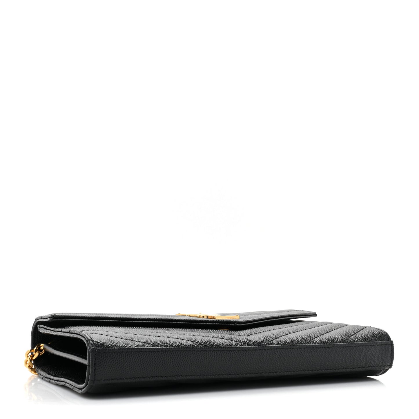Grain De Poudre Matelasse Chevron Monogram Chain Wallet Black