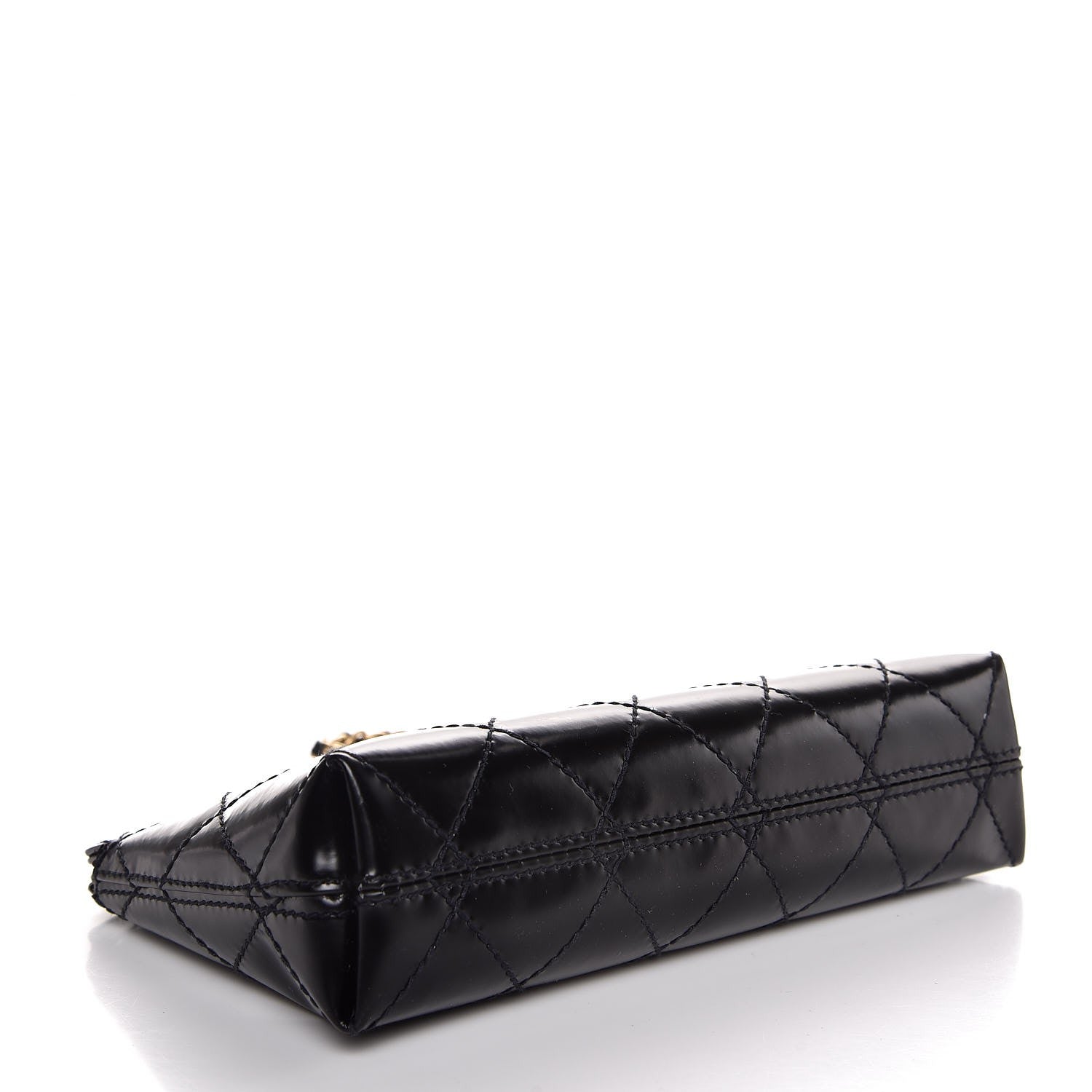 Chanel Glazed Calfskin Quilted CC Wristlet Black 4 of 6