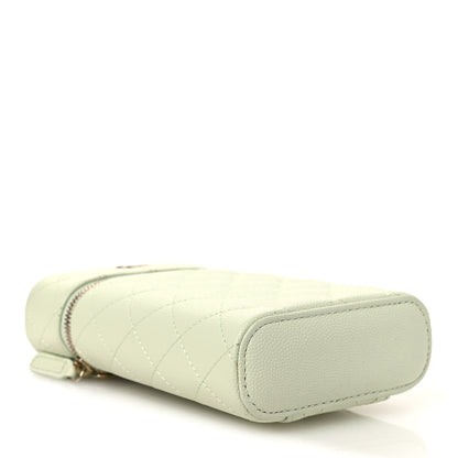 Chanel Caviar Quilted Phone Holder With Chain Light Green 4 of 12