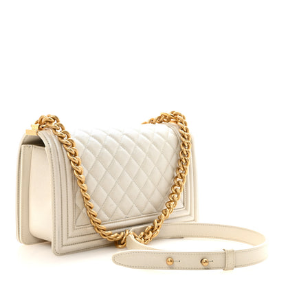 Chanel Iridescent Caviar Quilted Medium Boy Flap White 3 of 10