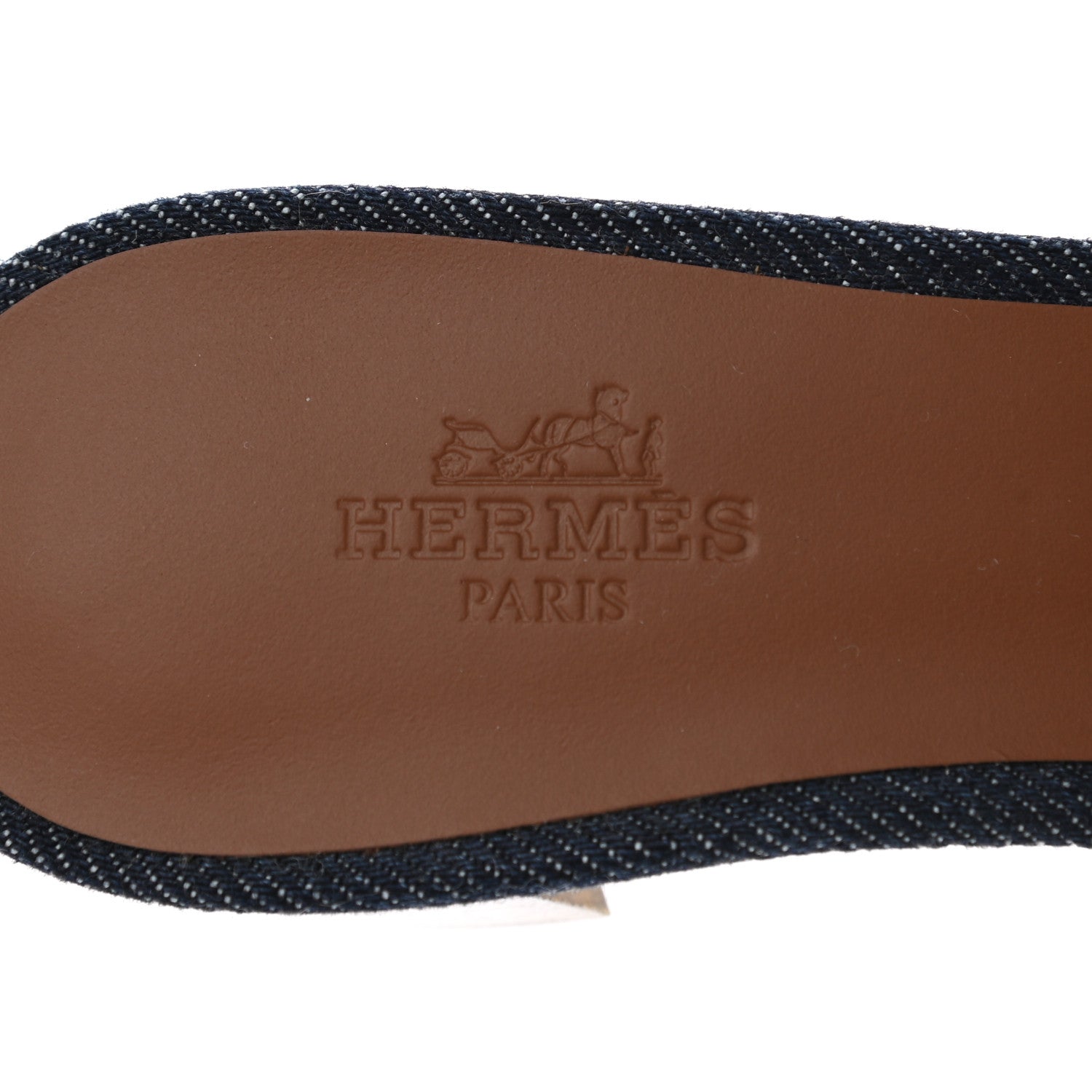 Hermes Calfskin Denim Oasis Sandals 35 Bleu Brut Gold 7 of 9
