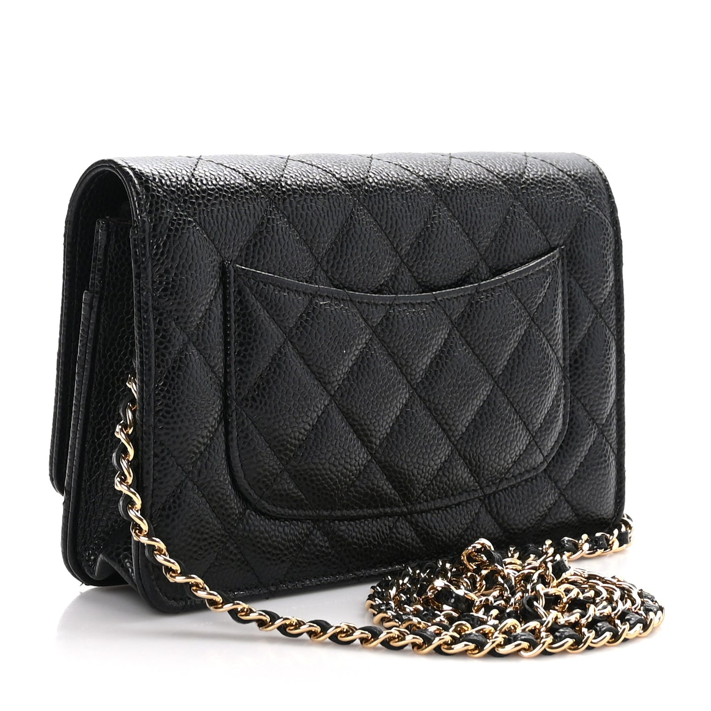 Caviar Quilted Wallet On Chain WOC Black