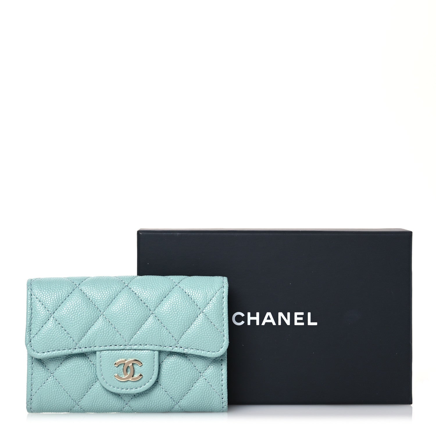 Chanel Caviar Quilted Flap Card Holder Wallet Blue 11 of 11