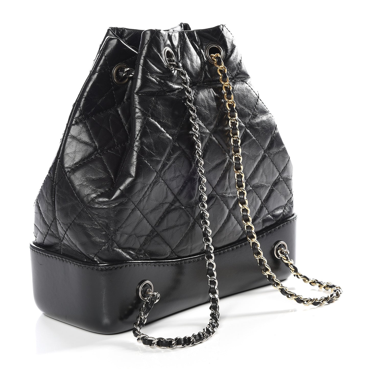 Aged Calfskin Quilted Gabrielle Backpack Black