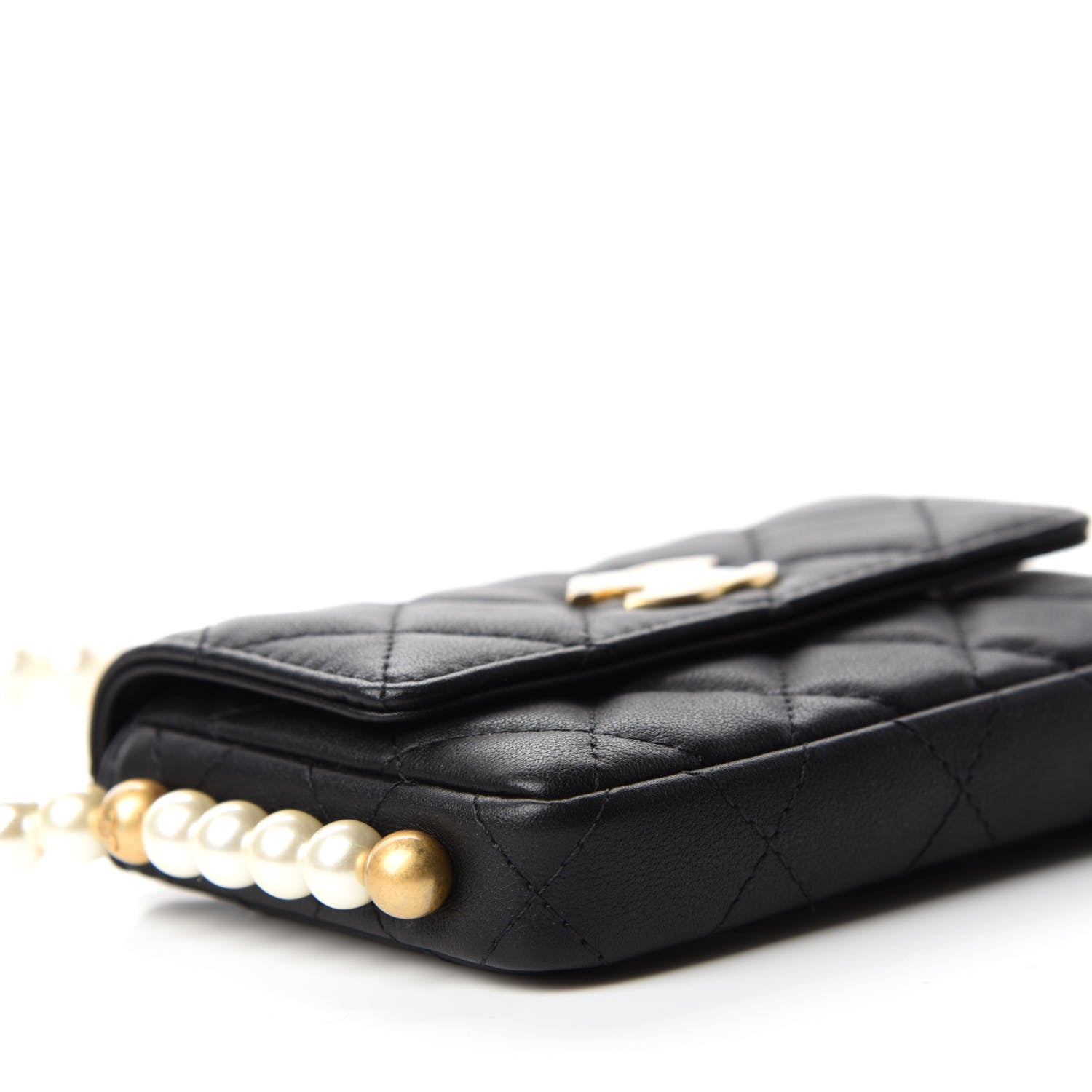 Chanel Calfskin Quilted About Pearls Card Holder Flap With Chain Black 6 of 12